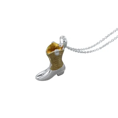 Reeves & Reeves Women's Silver / Gold Cowboy Boot Necklace In Silver And Gold Plate In Metallic