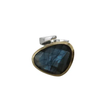 Reeves & Reeves Women's Silver / Gold Maharani Silver And Gold Plated Supersize Ring - Labradorite In Blue