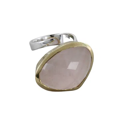 Reeves & Reeves Women's Silver / Gold Maharani Silver And Gold Plated Supersize Ring - Rose Quartz In Metallic
