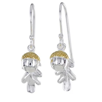 Reeves & Reeves Women's Silver / Gold Oak Leaf And Acorn Sterling Silver And Gold Plated Earrings In Metallic