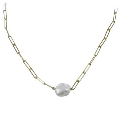Reeves & Reeves Women's Silver / Gold Pearl Paperclip Necklace In Metallic