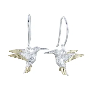 Reeves & Reeves Women's Silver / Gold Silver And Golden Hummingbird Drop Earrings In Metallic