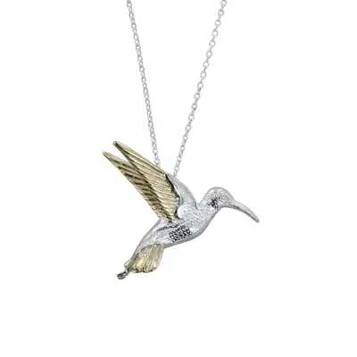 Reeves & Reeves Women's Silver / Gold Silver And Golden Hummingbird Necklace In Metallic