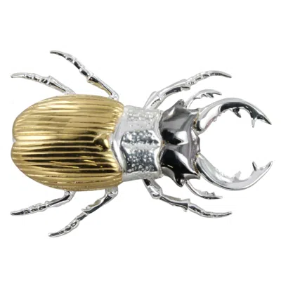 Reeves & Reeves Women's Silver / Gold Stag Beetle Brooch In Metallic