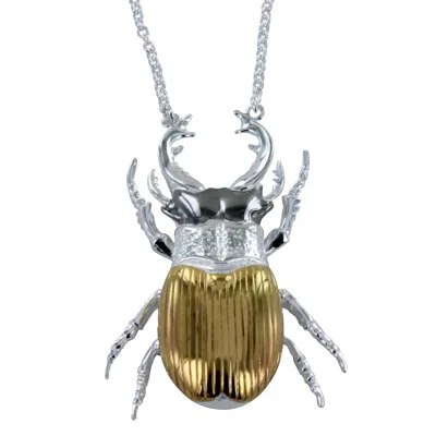 Reeves & Reeves Women's Silver / Gold Sterling Silver And Gold Plated Stag Beetle Statement Necklace