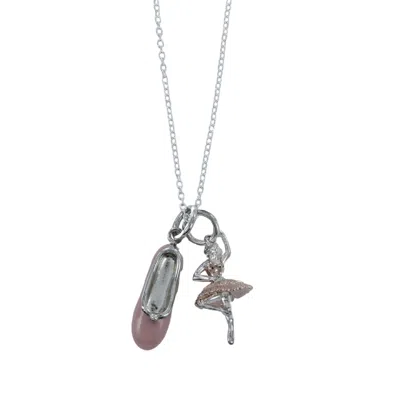 Reeves & Reeves Women's Silver / Pink / Purple Sterling Silver Ballet Charm Necklace In Metallic
