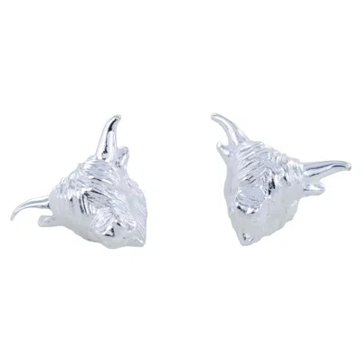 Reeves & Reeves Women's Sterling Silver Highland Cow Stud Earrings In Metallic