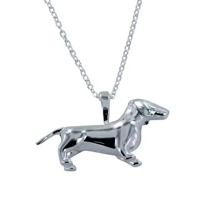 Reeves & Reeves Women's Sterling Silver Three-dimensional Dachshund Dog Necklace In Metallic