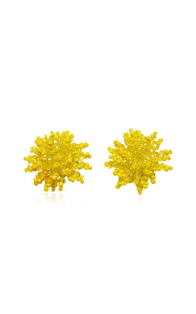 Refine 18kt Gold Plated Crystal Forest Earrings In Yellow