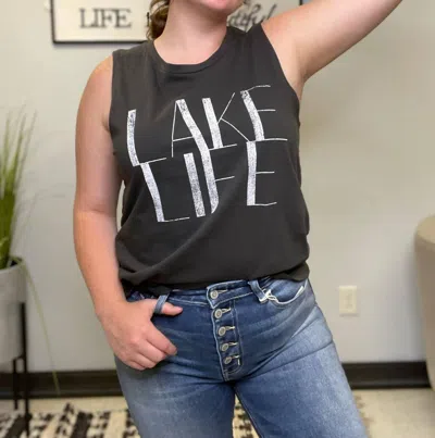 Refined Canvas Lake Life Tank Top In Black