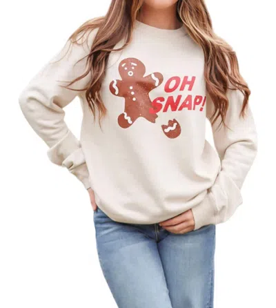 Refined Canvas Oh Snap Gingerbread Sweatshirt In Bone In Beige