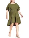 Refinity Plus Swish Womens Butterfly Sleeve Hi-low Fit & Flare Dress In Green
