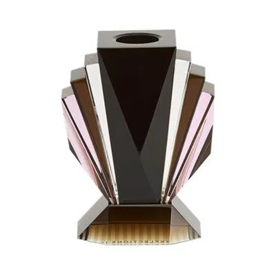 Pre-owned Reflections Copenhagen Brooklyn Crystal T-light Holder, Hand-sculpted Contemporary Crystal In Black