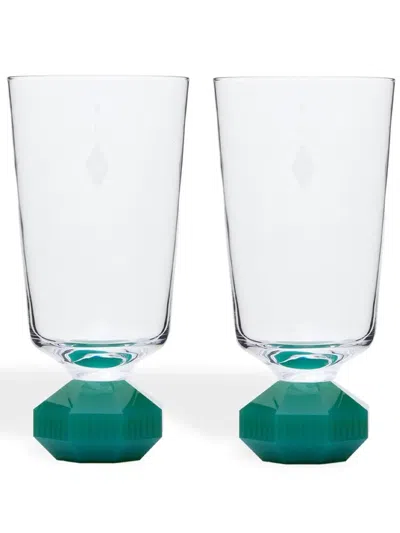 Reflections Copenhagen Chelsea Tall Glasses (set Of 2) In Green