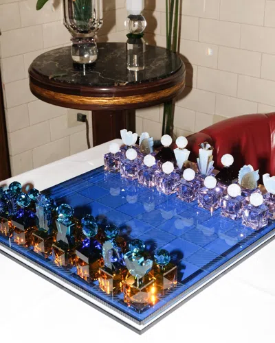 Reflections Copenhagen Crystal Chess Set In Blue