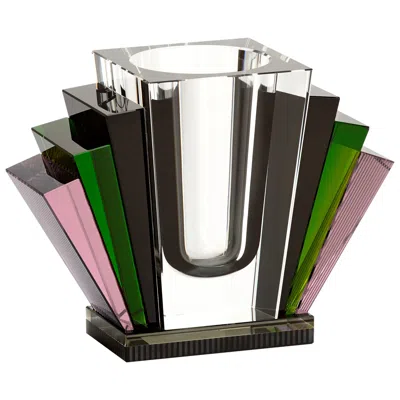 Pre-owned Reflections Copenhagen Harlem Vase, Hand-sculpted Contemporary Crystal In Black
