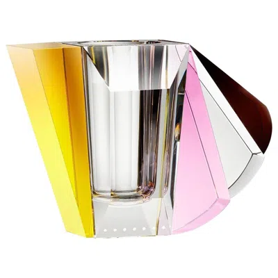 Pre-owned Reflections Copenhagen Nyc Contemporary Vase, Hand-sculpted Contemporary Crystal In Sand