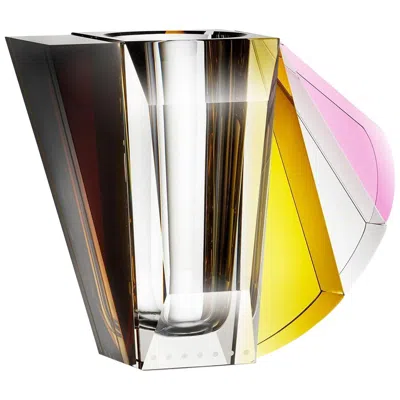 Pre-owned Reflections Copenhagen Nyc Contemprary Vase, Hand-sculpted Contemporary Crystal In Sand