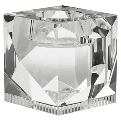 Pre-owned Reflections Copenhagen Ophelia Clear Crystal T-light Holder, Hand-sculpted Contemporary Crystal In Gray