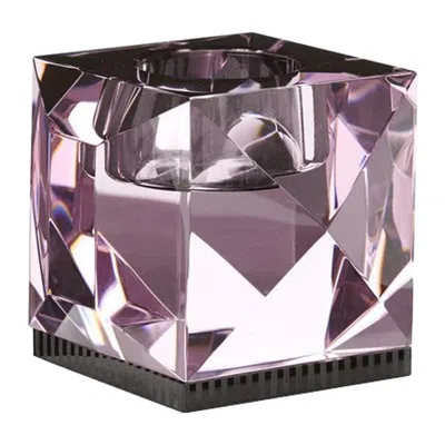 Pre-owned Reflections Copenhagen Ophelia Rose Crystal T-light Holder, Handsculpted Contemporary Crystal In Red