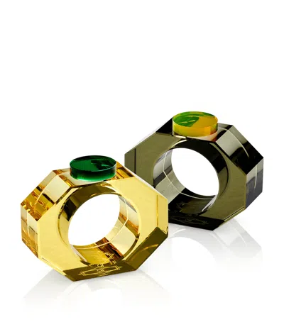 Reflections Copenhagen Set Of 2 Crystal Shelby Napkin Rings In Multi