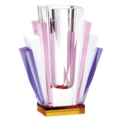 Pre-owned Reflections Copenhagen South Beach Crystal Vase, Hand-sculpted Contemporary Crystal In Transparent