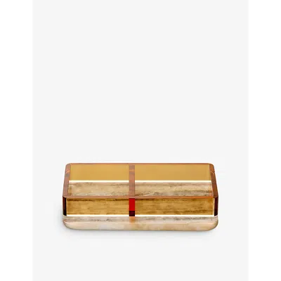 Reflections Copenhagen Treasures Crystal And Onyx Tray In Gold