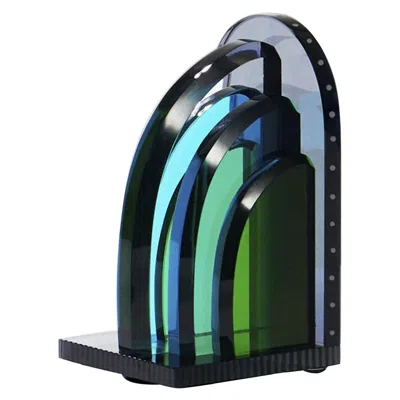 Pre-owned Reflections Copenhagen Tribeca Crystal Book End, Hand-sculpted Contemporary Crystal In Black