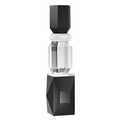 Pre-owned Reflections Copenhagen Vegas Crystal T-light Holder, Hand-sculpted Contemporary Crystal In Black