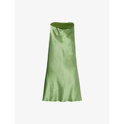 Reformation Womens Jonelle Low-back Silk Mini Dress Jade Green Xs