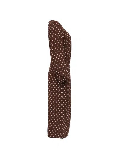 Pre-owned Reformation 2022 Reza Wrap-effect Midi Dress In Brown