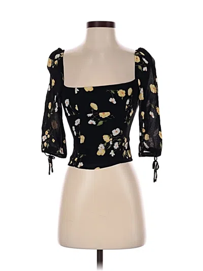 Pre-owned Reformation 3/4 Sleeve Blouse In Black