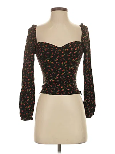 Pre-owned Reformation 3/4 Sleeve Blouse In Black