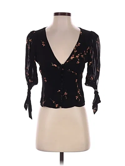 Pre-owned Reformation 3/4 Sleeve Blouse In Black