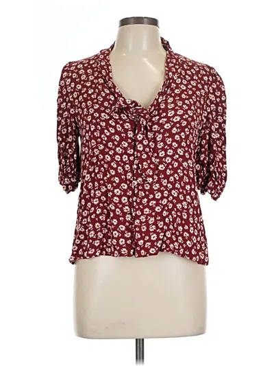 Pre-owned Reformation 3/4 Sleeve Blouse In Burgundy