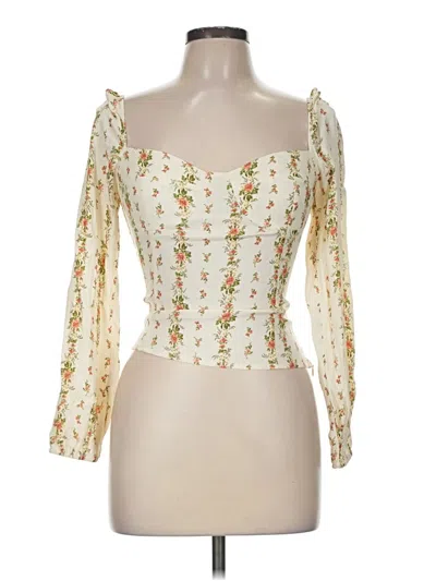 Pre-owned Reformation 3/4 Sleeve Blouse In Ivory