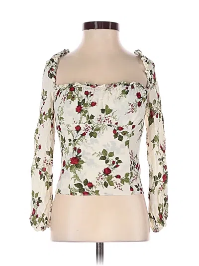 Pre-owned Reformation 3/4 Sleeve Blouse In Ivory