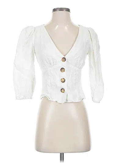 Pre-owned Reformation 3/4 Sleeve Blouse In White