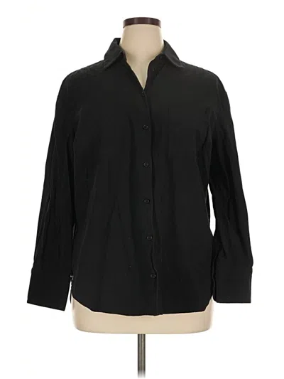 Pre-owned Reformation 3/4 Sleeve Button Down Shirt In Black
