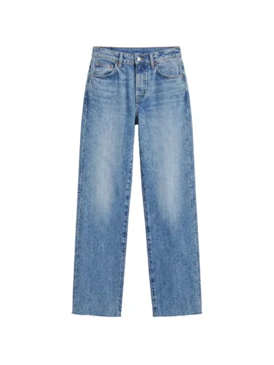 Reformation 90s Val Raw-hem Jeans In Blue