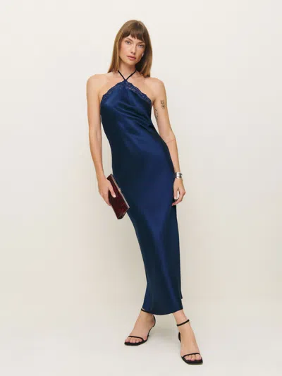 Reformation Aara Silk Dress In Danube