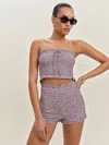 Reformation Abbie Short In Lavender Check