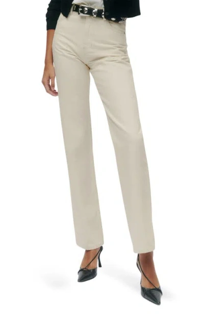 Reformation Abby High Waist Straight Leg Organic Cotton Blend Pants In Neutral