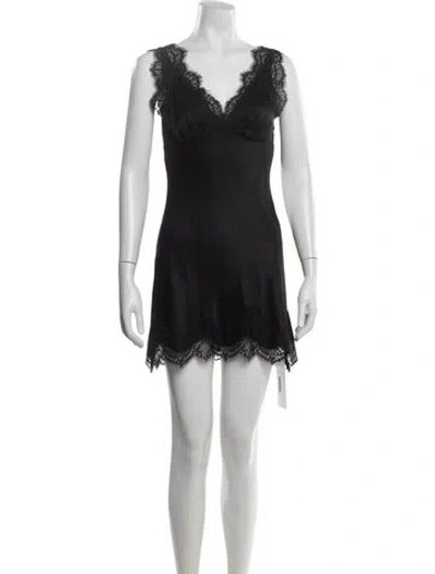 Pre-owned Reformation Acetate Lace Pattern Nightgown In Black