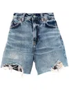 Reformation Acid-wash Denim Shorts In Blue