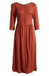 Reformation Adair Button-front Midi Dress In Fig Jam