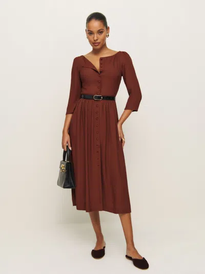 Reformation Adair Dress In Fig Jam