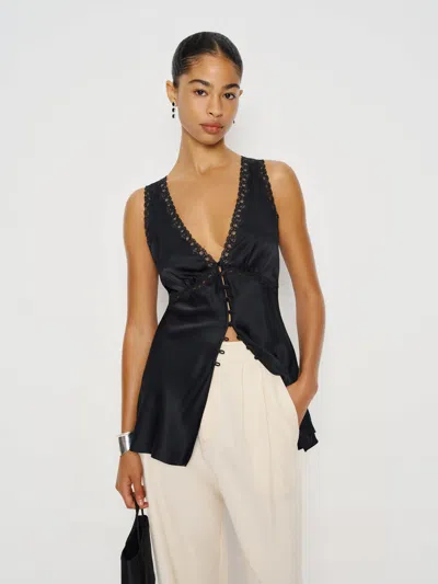 Reformation Addie Silk Top In Black