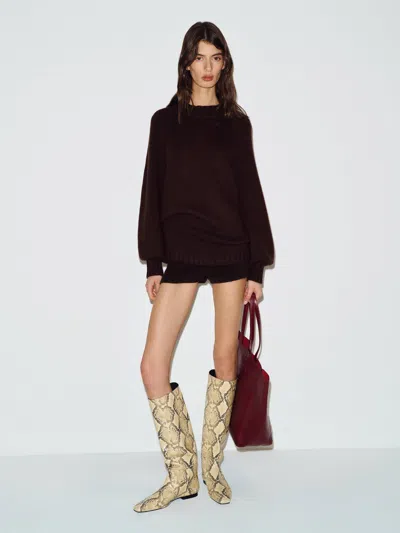 Reformation Addison Cashmere Crew Sweater Brown Large