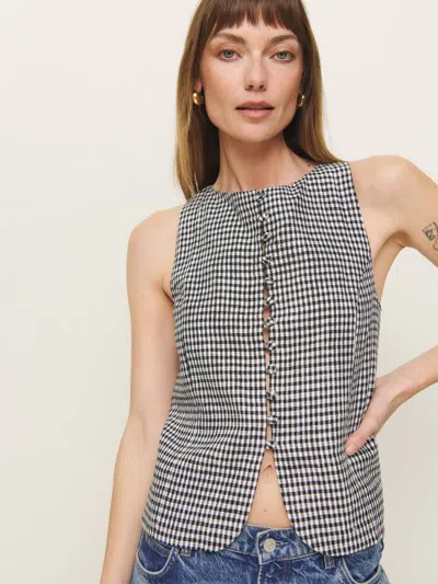 Reformation Addison Linen Top In Remy Check